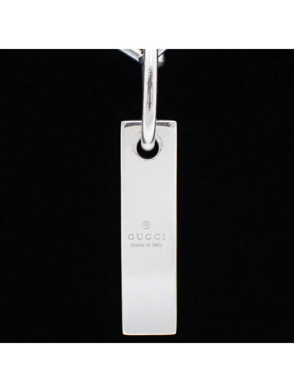 Gucci Plate Top Oval Chain Link Necklace 925 Sterling Silver